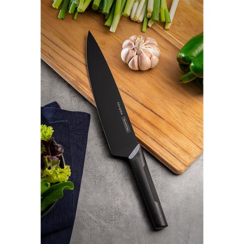 Tramontina Nigma Antibacterial Ultralight Black Knife Cutlery Set of 3, Durable Heat-Resistant Stainless Steel with Triple Heat Treatment, Boxed, Anti