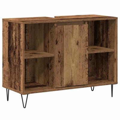Bathroom Cabinet with Door Reclaimed Wood Look 80 X 33 X 60 Cm Engineered Wood