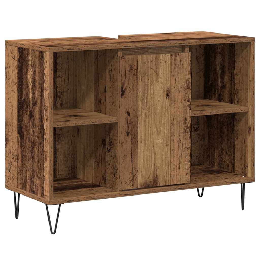 Bathroom Cabinet with Door Reclaimed Wood Look 80 x 33 x 60 cm Engineered Wood