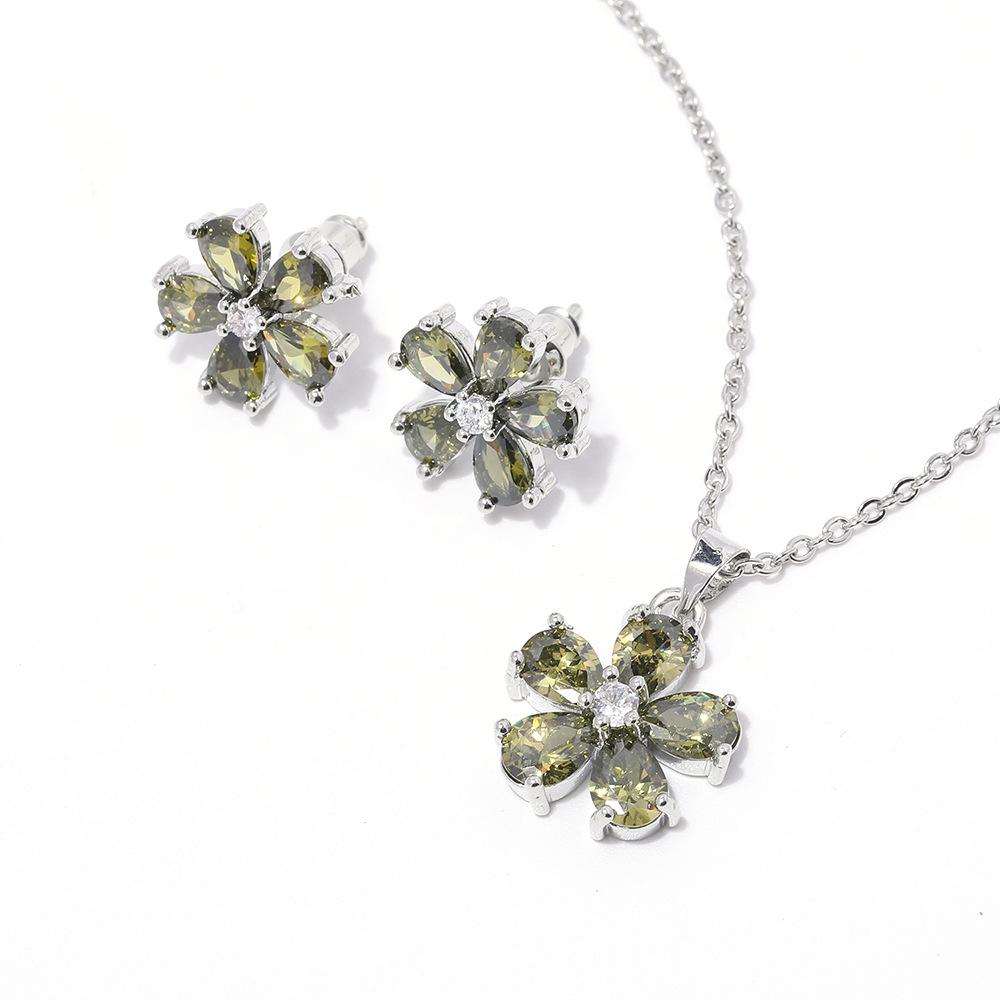 

Маленький цветок циркон серьги комплект ожерелье Высококачественные сказочные аксессуары многоцветный дополнительный комплект ювелирных изделий для женщин necklace stud earrings two-piece set free chain