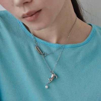 Sweet Pearl Cat Twoway Necklace / 2color