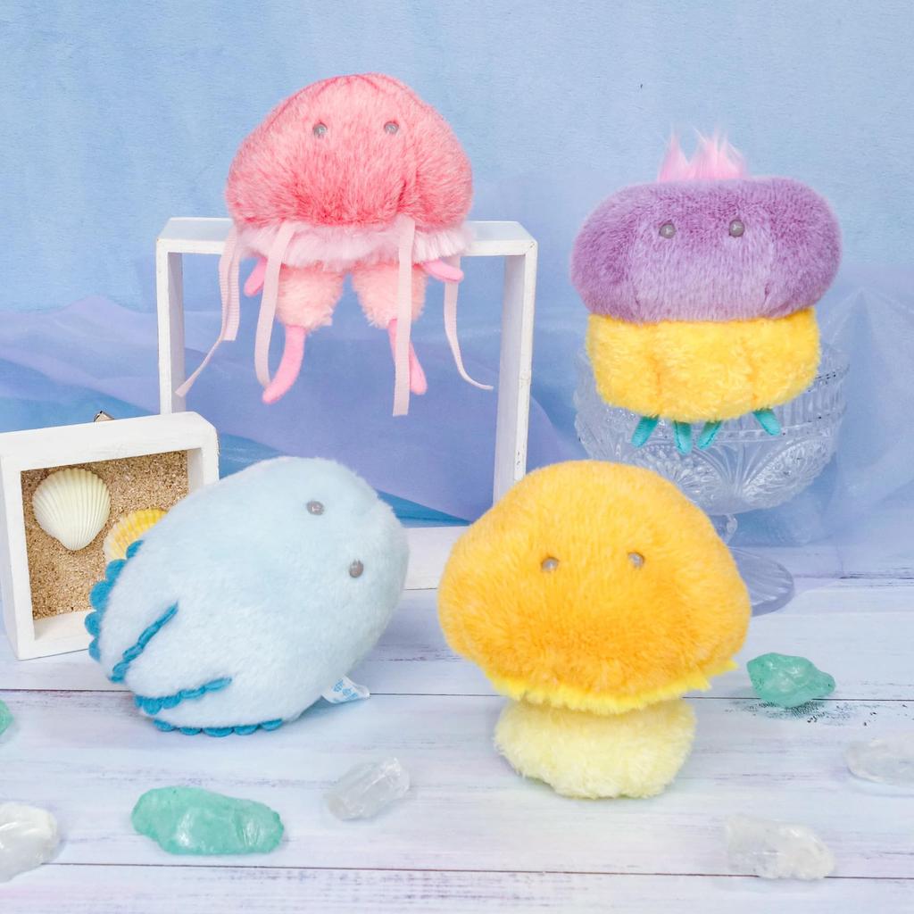 Naitou Design Underwater Walk Pochamaru Plush Toy, Small, Jellyfish Series, Colored Jelly, Ages 6+, Total Height: Approximately 10cm