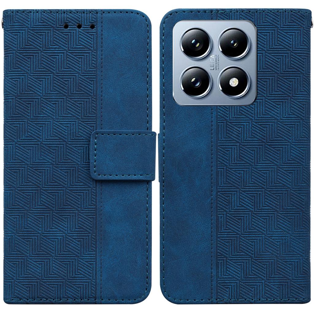 For Xiaomi 14T Pro Case Geometry Pattern Leather Wallet Phone Cover with Wrist Strap