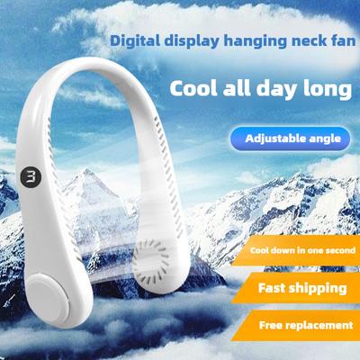 Portable Charging Digital Display Neck Fan Silent USB Portable Bladeless Neck Hanging Lazy Neck Fan