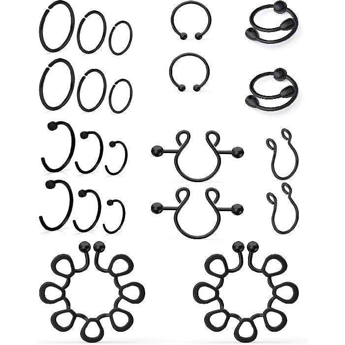 SCERRING Schnullerring Edelstahl Gesicht Nicht-Piercing Brustwarzenring Clip-on Brustwarze Künstlicher Körperpiercing Schmuck,11 Ja