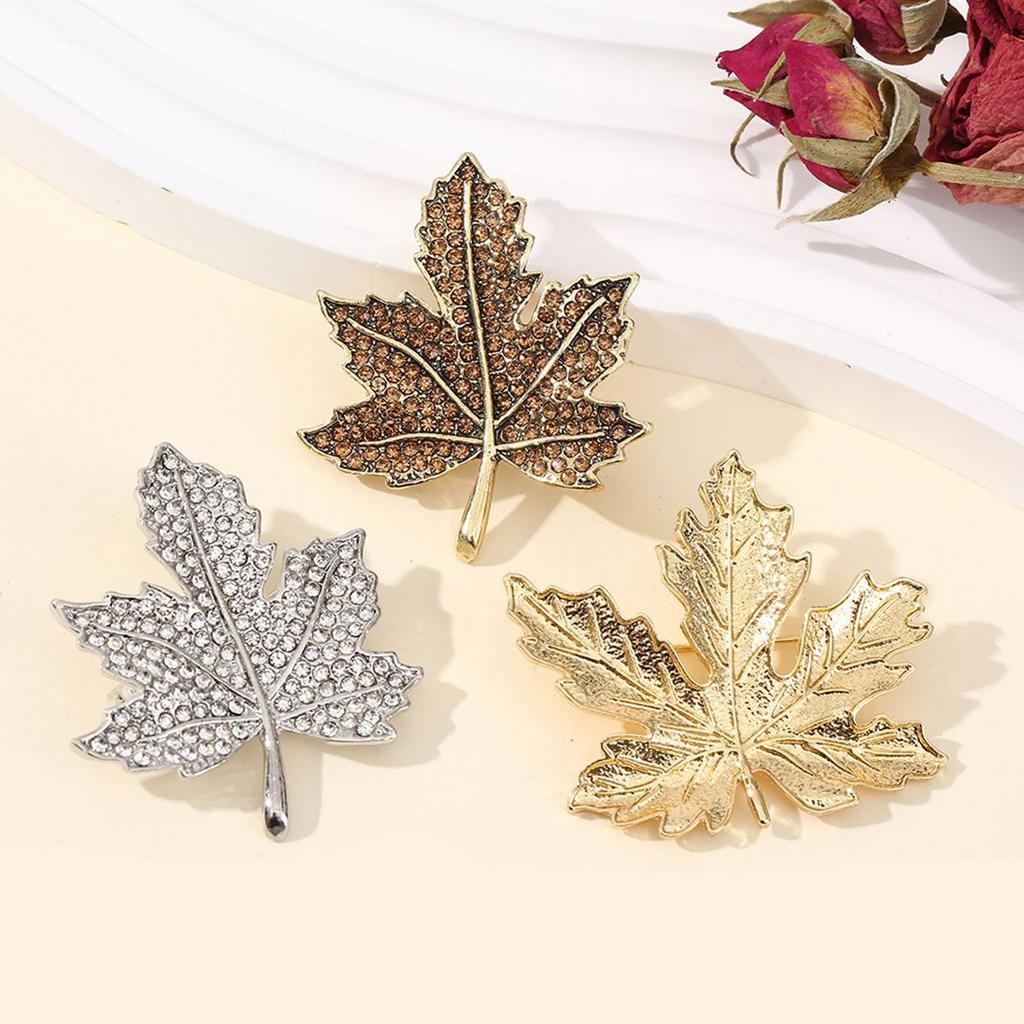 Vintage Maple Leaf Brooch With Antique Finish And Sparkling Rhinestones Antique Jewelry For Elegant Outfit Enhancement