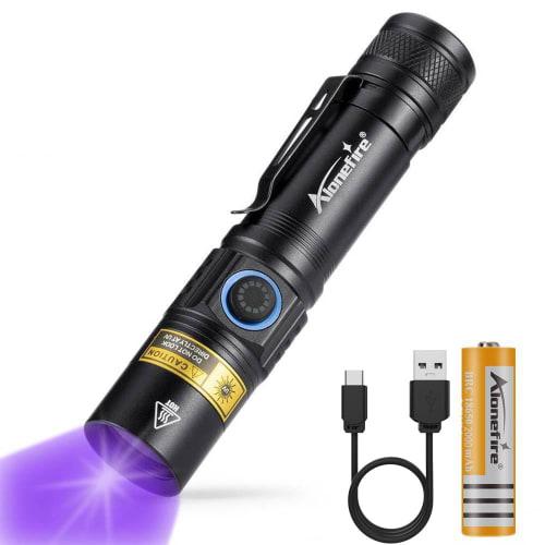 Alonefire SV38 5W 365nm Black Light UV Flashlight, USB C Type, Rechargeable, UV Anisakis Light, Wood's Light Inspection, Money Detector, Resin Curing,