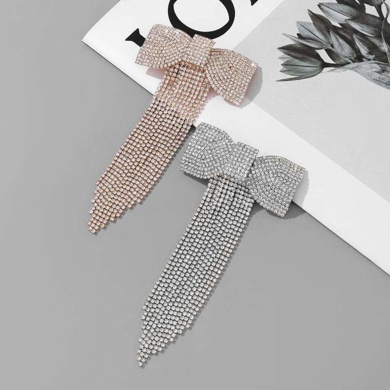 Bow Fringe Hairpin For Women  Temperament Hair Clip Korean Light Luxury Hair Accessories Gold Silver Color