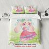 Softville Cozy Town 3Pc Bedding Sets Lop Rabbit Dandelion Grassland Printed Duvet Cover No Filling Cartoon Style Queen King Size