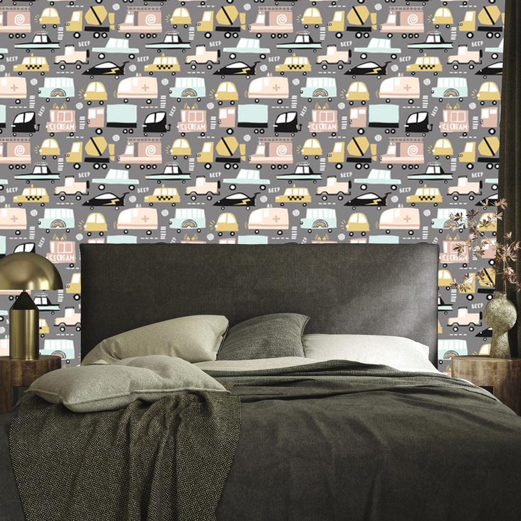 Wallpaper Colorful cars in Scandinavian style 50x1000