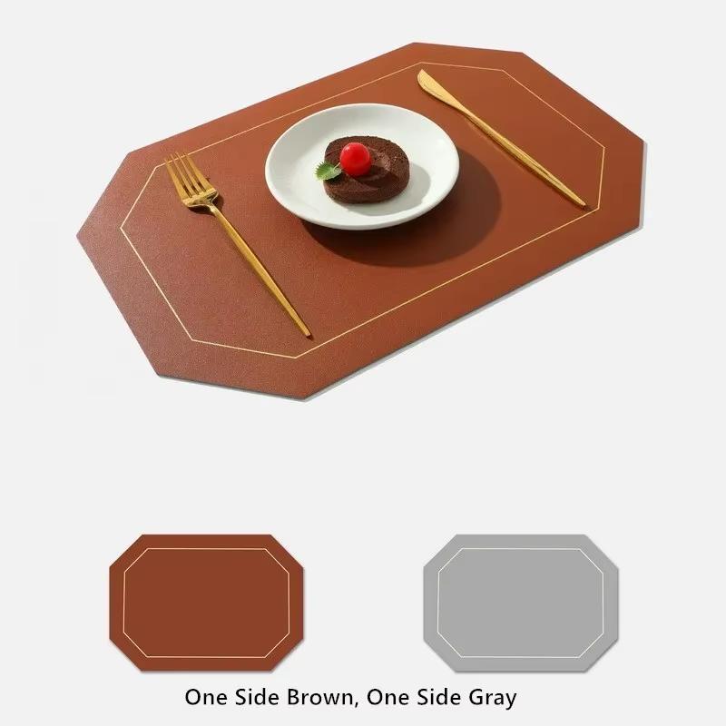 1/4pcs Faux Leather Placemats ,Waterproof,Oil-resistant, Heat-resistant, Anti-scald Dinner Bowl Mat, Kitchen Dining Table  Mats