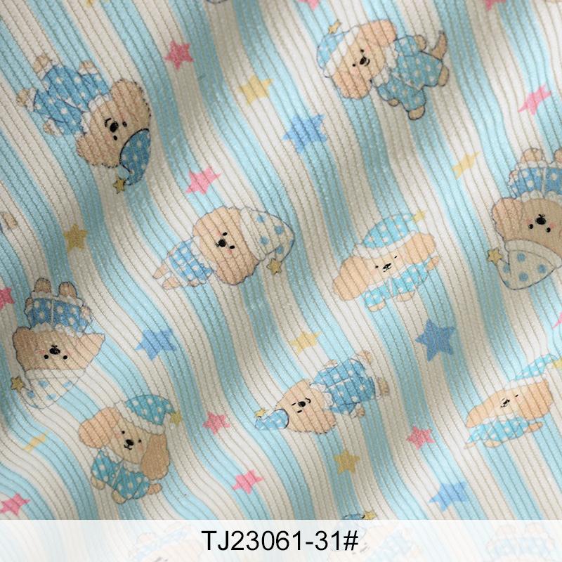 0.5m/1m/2m Cartoon Little Bear Corduroy Print Fabric for Sewing Children's Clothing,Dresses Pet Clothing DIY Decoration Fabrics