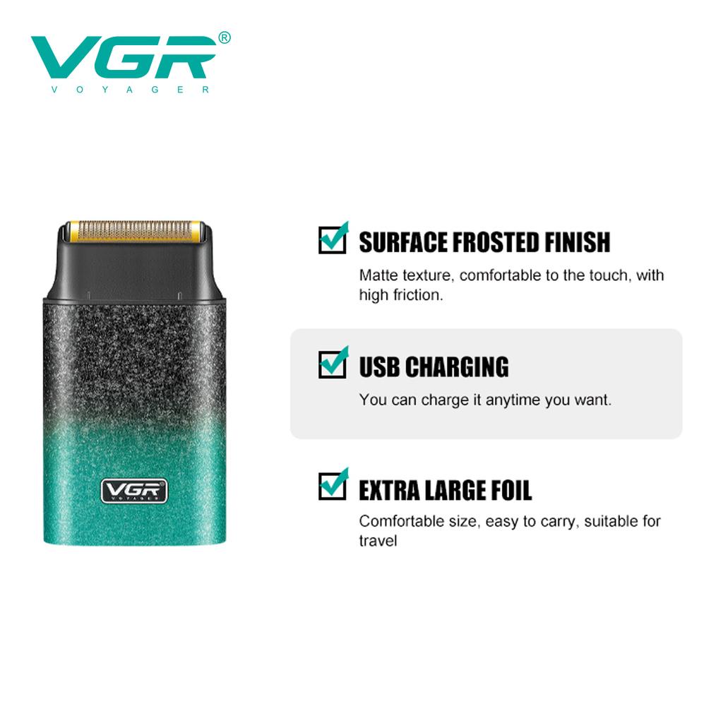 2026 VGR V-326 Reciprocating Shaver Gradient Matte Body IPX6 Waterproof Men's Shaver Convenient USB Rechargeable Home Travel Shaver Hair Removal Razor