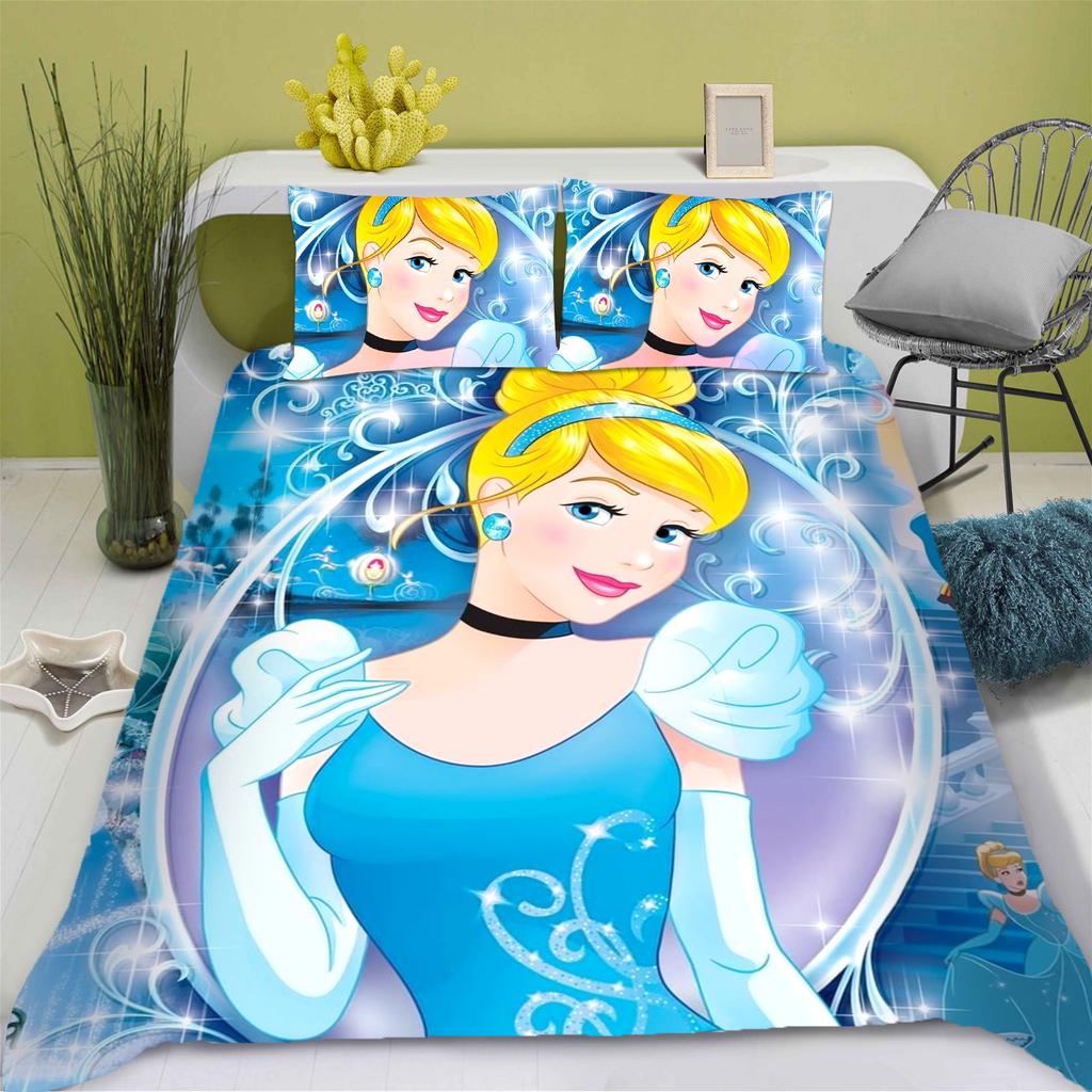 Princess Series Duvet Cover Set Printed Bedding 3d Children'S Bedding Set Cute Printed Cartoon Quilt Cover Anime Home