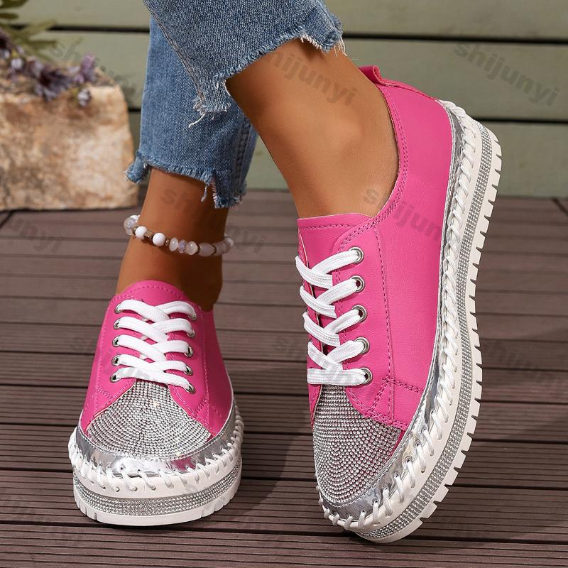 Mode Damen Weichboden Kurze Stiefel Mode Lässig Flach Rutschfest PU Lederschuhe Frau Dicke Sohle Schnürschuhe Lässige Schuhe Übergröße 44