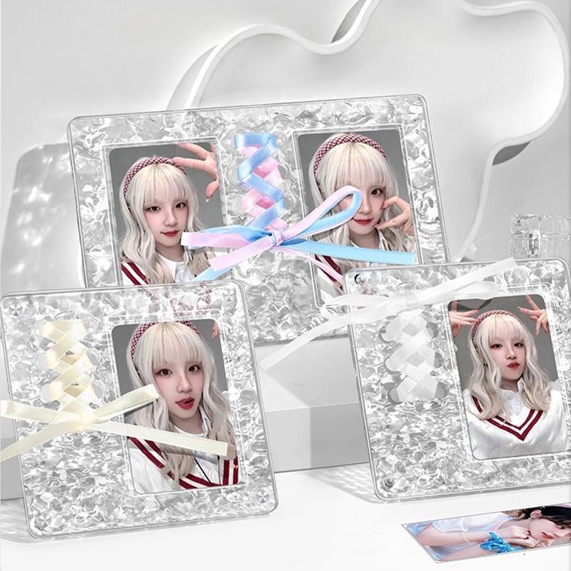 Ins Photo Frame Transparent Photocards Holder Water Ripple Acrylic Photo Frame Kpop Card Display Rack Stand Fans Gift