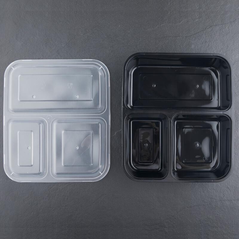 Bai Chu Fang Black 3-Compartment Disposable Food Containers