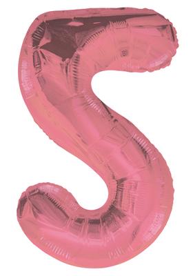 Foil Balloon Number Five 5 Pink 100 1 Piece