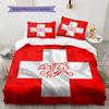 Schweiz Fußball Nationalmuster Bettwäsche Heimdekoration Geburtstagsgeschenk (1 Bettbezug + 2 Kissenbezüge, ohne Füllung),Fanartikel.