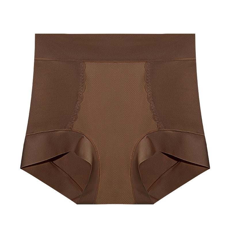 

Large Size Women Spring and Summer Antibacterial Crotch Breathable Body Shaping High Waist Belly Lift Hip Briefs XXL коричневий