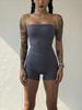 Nude Feeling Anti-slip Bandeau Jumpsuit with Chest Pad for Fitness, Yoga, and Running