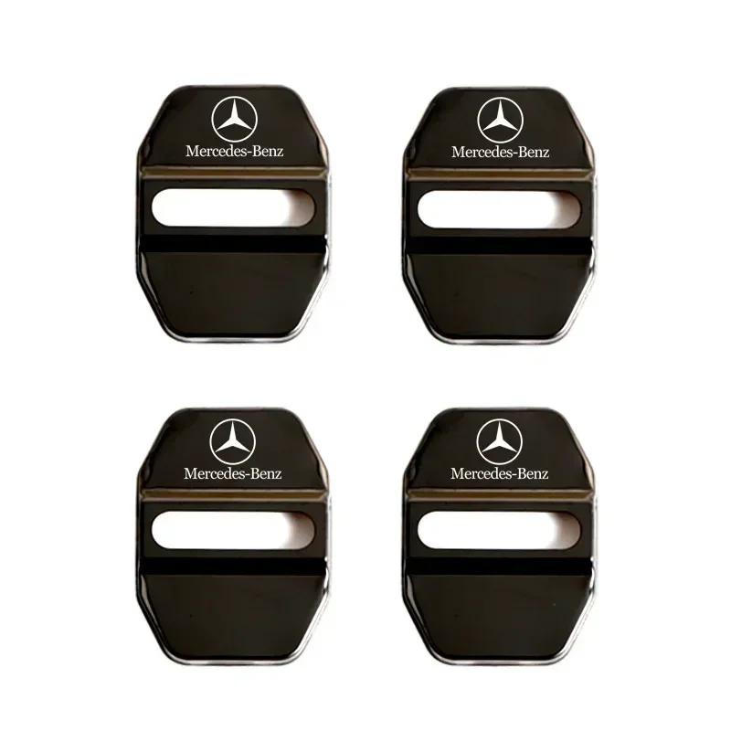DQY2   4PCS Car Styling Car Door Lock Covers stikcer Case for Mercedes Benz New B/C/E Class A Class C200L GLC GLK CLA GLA Accessories