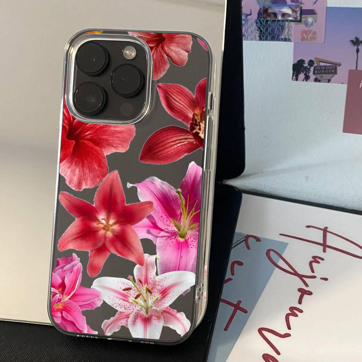 

Реалистичный чехол для телефона с принтом розовой лилии для iPhone 13 16 14 Pro 15 12 Mini 11 XR XS Max 7 8 Plus, милый прозрачный мягкий чехол-сумка из ТПУ iPhone XS MAX