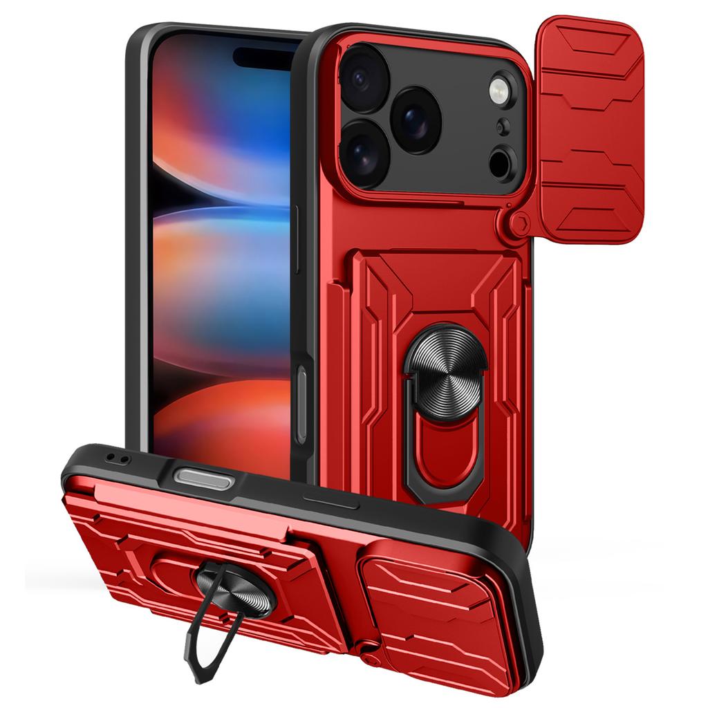 For iPhone 17 Pro Max Case PC+TPU Kickstand Phone Back Cover with Camera Slider