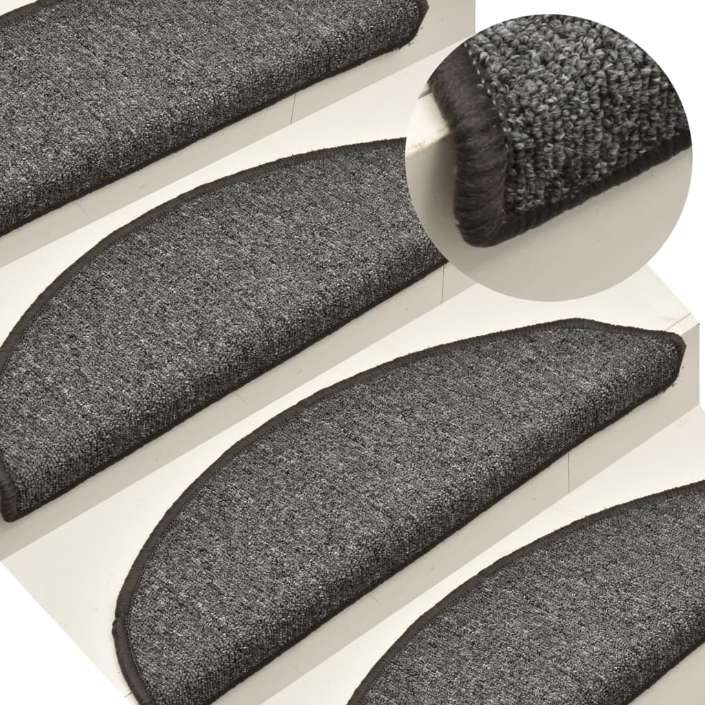 Step Mats 15 pcs 56 x 17 x 3 cm Dark Grey Semi Round