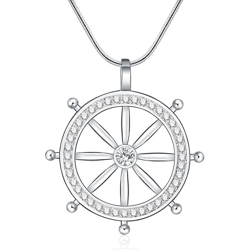 18-24 Inches Fine 925 Sterling Silver 40MM Rudder Zircon Women Men Necklace For Fashion Gift Party Wedding Charm Jewelry