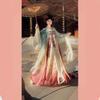 Womens Tang Dynasty Style Hanfu Set With Embroidered Floral Design Wide Sleeve Top Pleated Skirt Colorway