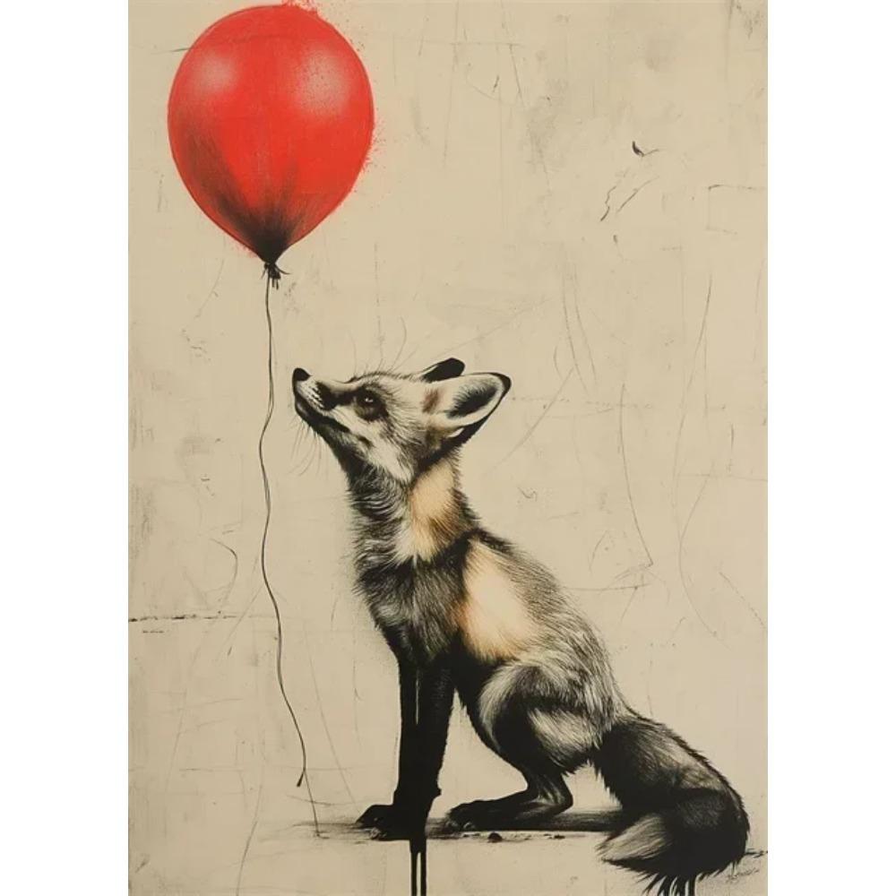 

Постери Графіті-мистецтва Banksy Тварини Тигр Вовк Панда з Кулькою Вуличне Настінне Мистецтво Полотно Картина Абстрактний Поп-арт Декор для Дому 50x75cm No Frame