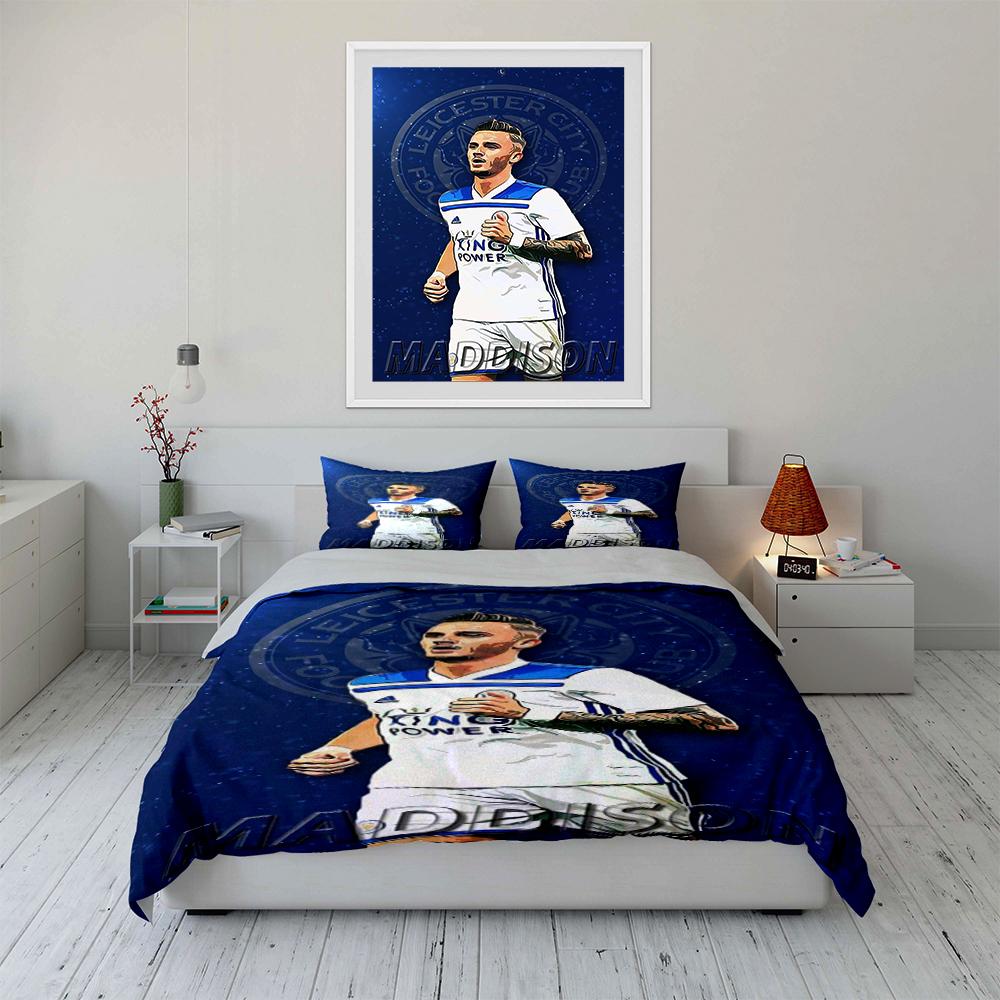 Leicester City Football Player Bedding Set Bedding Set (1 Duvet Cover, 2 Pillowcases, Duvet Not Included)
