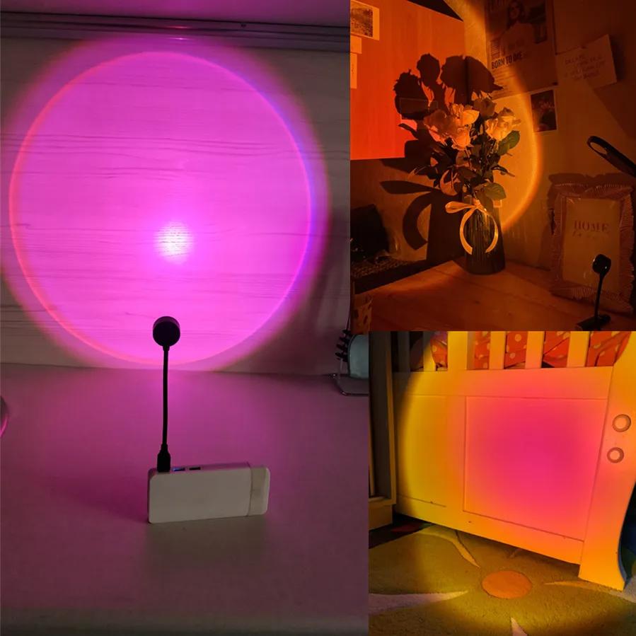 USB Sunset Lamp LED Rainbow Neon Night Light Projector Photography Wall Atmosphere Lighting for Bedroom Room Neon Lights Gift