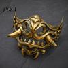 Comfortable Party Mask for Adults Japanese Hannya Red Half Mask, Wolf Teeth & Embossed Cloud Details, Breathable Lightweight Durable Cosplay