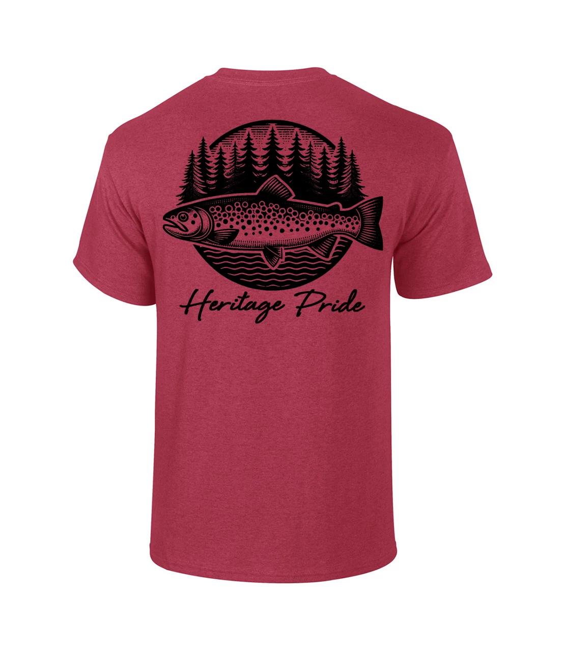 Heritage Pride Circle Trout Fishing Outdoors Short Sleeve T-Shirt 4XL