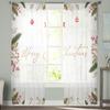 Christmas Leaf Berry Ball Flower Tulle Curtains Kitchen Door Curtain Chiffon Sheer Voile Christmas Curtains For Living Room