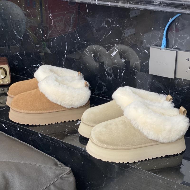 Winter new sheepskin and fur integrated turning mouth to keep warm thick-soled snow cotton women's shoes thickened