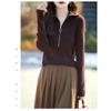Spring new worsted wool turtleneck knitted sweater semi-zipper solid color pit strip pullover bottoming shirt top