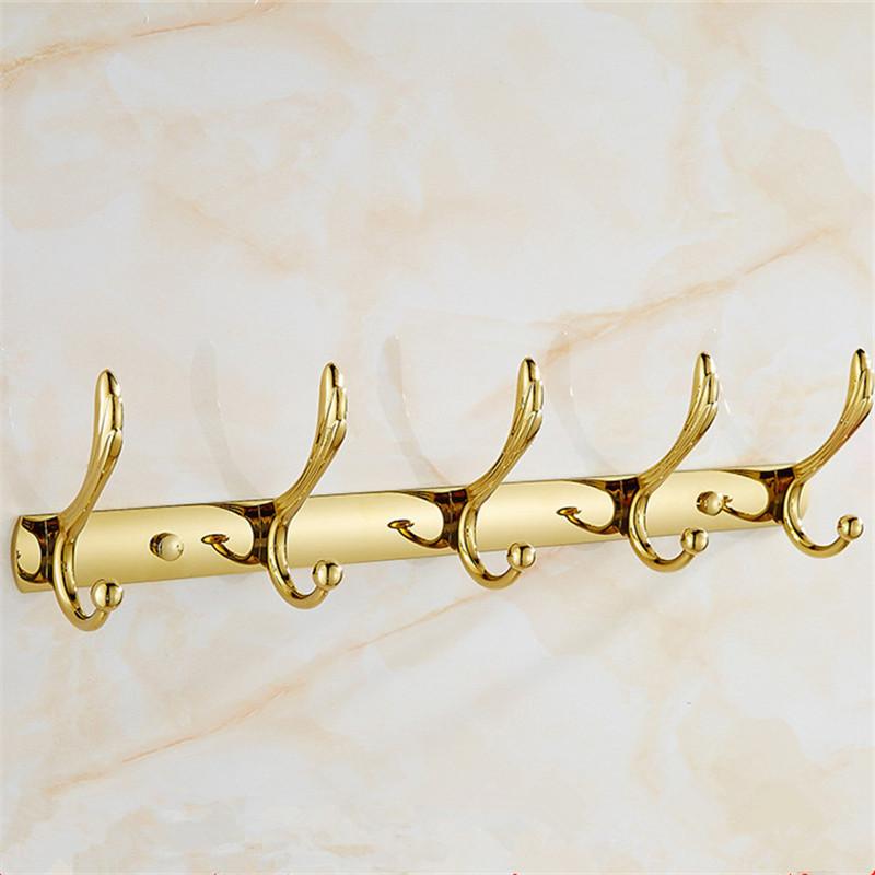 Wall Mounted Gold Bathroom Hooks Clothes Hat Hook Row Vintage Robe Hook Bathroom Robe Hook Bath Hardware Set Kitchen Hanger