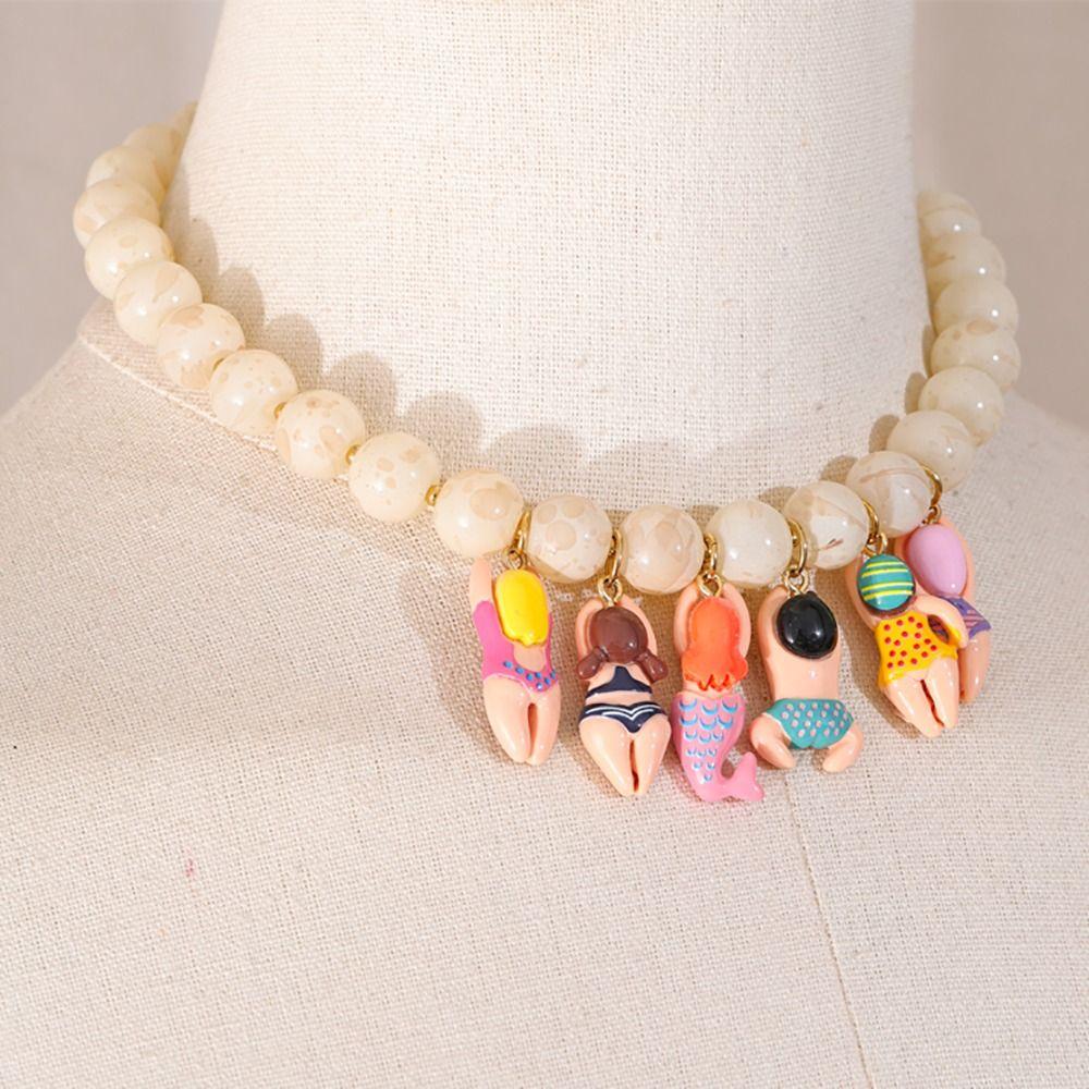 Adjustment Neck Chain Imitation Stone Beads Chain Creative Necklace Necklace Accessories