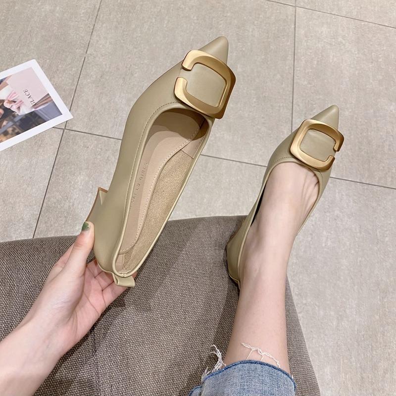 

Woman Pumps Low Heel Elegant Shoes for Women Black Pointed Toe Office Normal Leather Casual on Promotion Summer 2024 Footwear 39 39