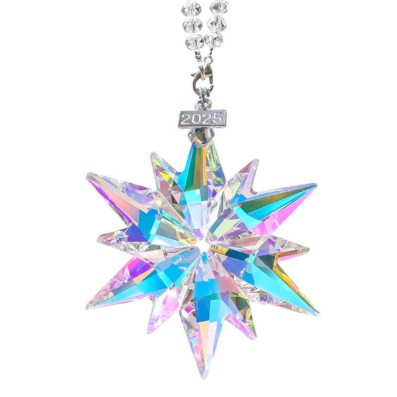 Creative Snowflake Hanging Ornament for Car Interior - Crystal Sunlight Catcher Decoration