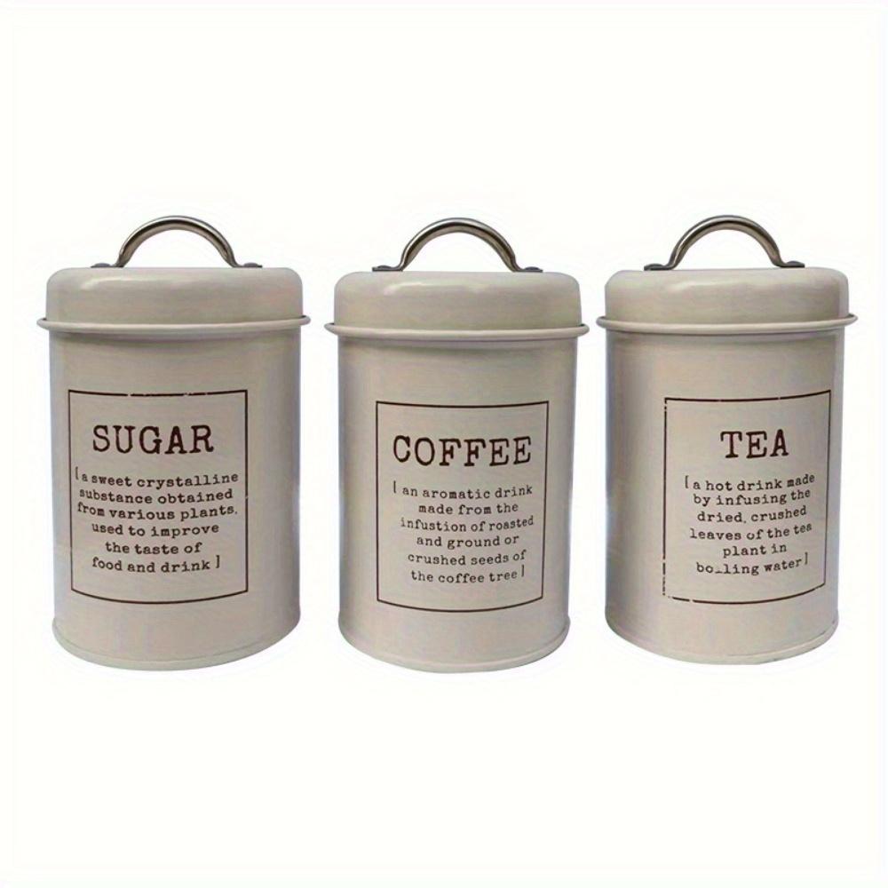 

Набор из 3 металлических банок для хранения чая, кофе, сахара, кухонные герметичные железные банки, простой контейнер для герметизации сухих продуктов, органайзер, бутылка белый