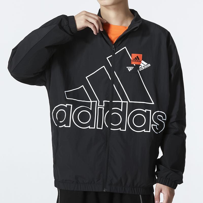 adidas Mh Bp3 Großes Logo Sportlich Lässig Webjacke Herren Oberbekleidung Schwarz HP1433