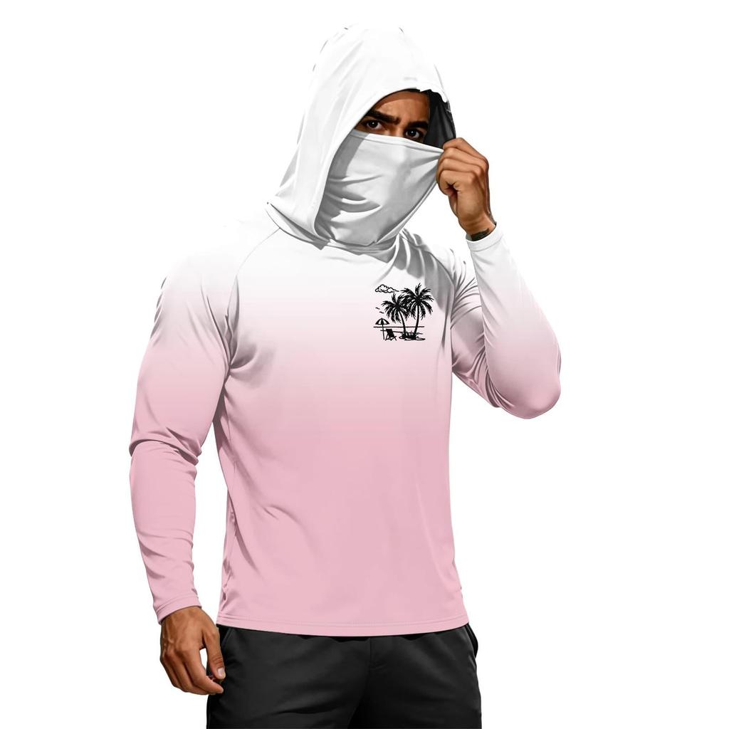 Camiseta de Manga Larga de Verano para Hombre de Secado Rápido con Capucha Protección Solar UPF50+ Ligera Transpirable para Fitness Deportes al Aire Libre
