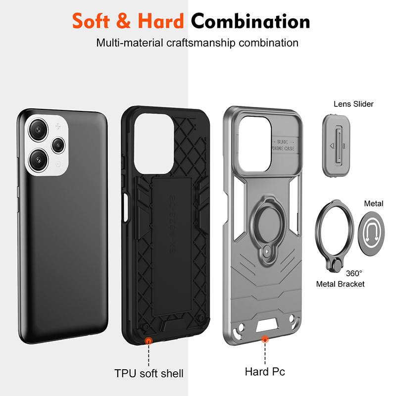 For Redmi 12 Military Grade Camera Protection Shockproof Cases For Redmi 12 Magnetic Armor Phone Case For Redmi 12 Cases Coque