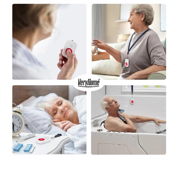 Caregiver Pager Wireless Nurse Call Buttons for Elderly Monitoring SOS Alert System Portable Alarm Call Bell for Nursing Home