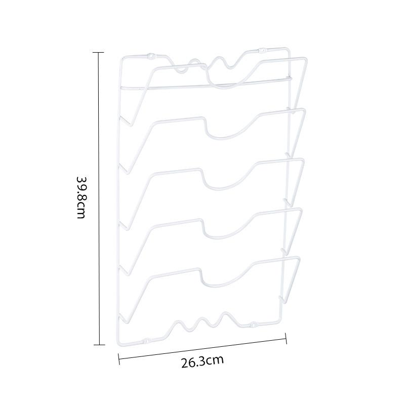 Pot Lid Storage Rack, Rust-Free Metal, Kitchen Organisation, Wall-Mounted Rack with Five Levels