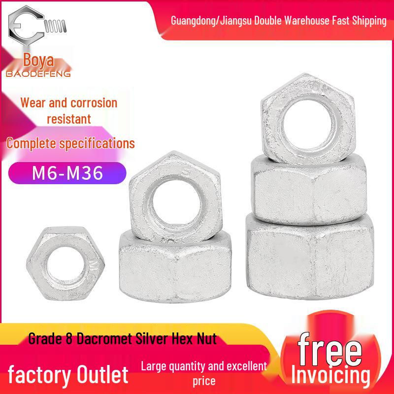High-Strength Carbon Steel Hex Nut & Bolt Cap, Dacromet Grade 8.8, Sizes M6-M27